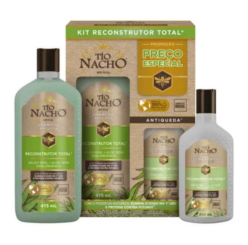 Kit Tio Nacho Shampoo Reconstrutor Total Com Aloe Vera Puro 415ml + Condicionado Aloe Vera 200ml