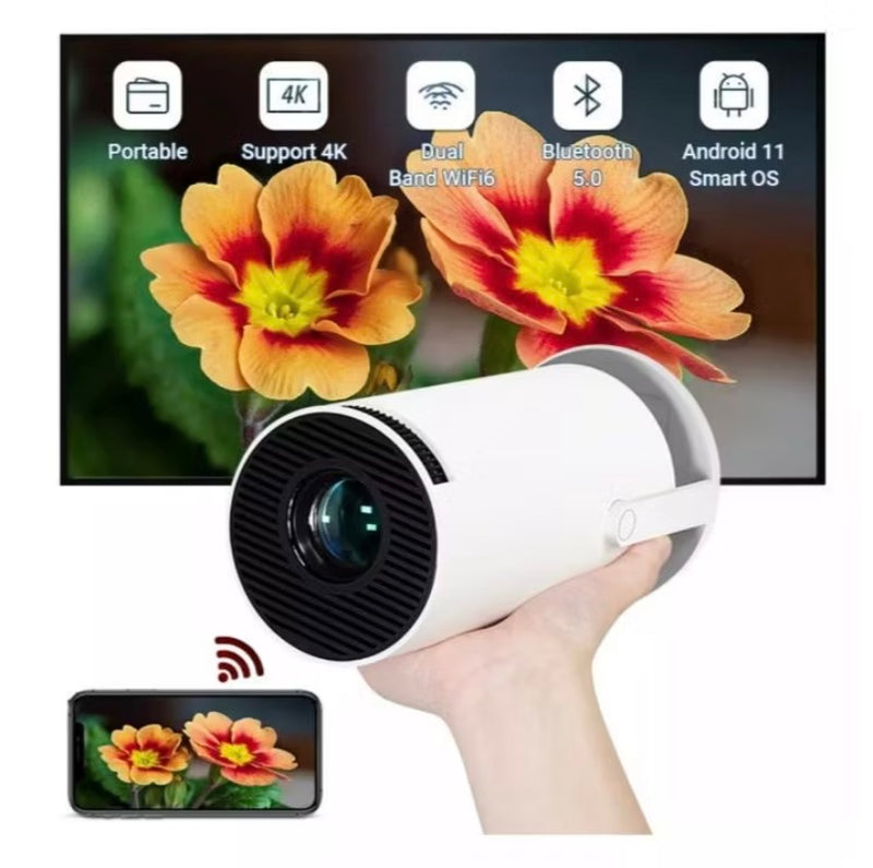 Projetor Portátil Smart com Android 11, WiFi 6, Bluetooth 5.0 e Full HD 1080p