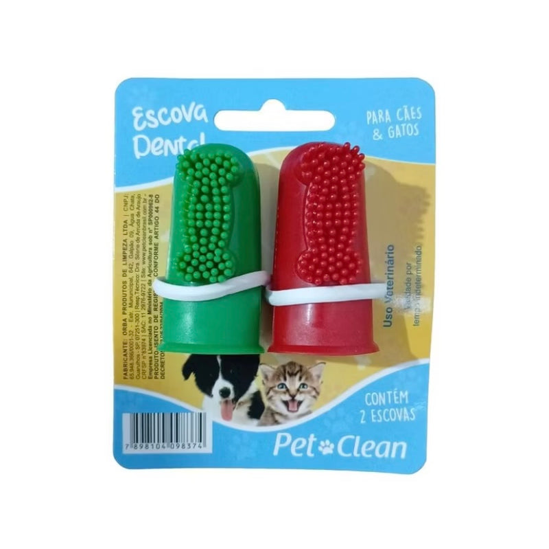 Pet Clean Solapa Dedeira Escova de Dente 2Und Cães e Gatos