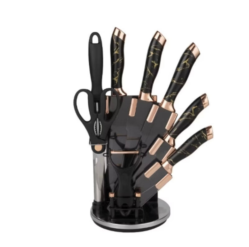 Jogo De Facas Faqueiro 9 Peças Aço inox com Suporte acrílico