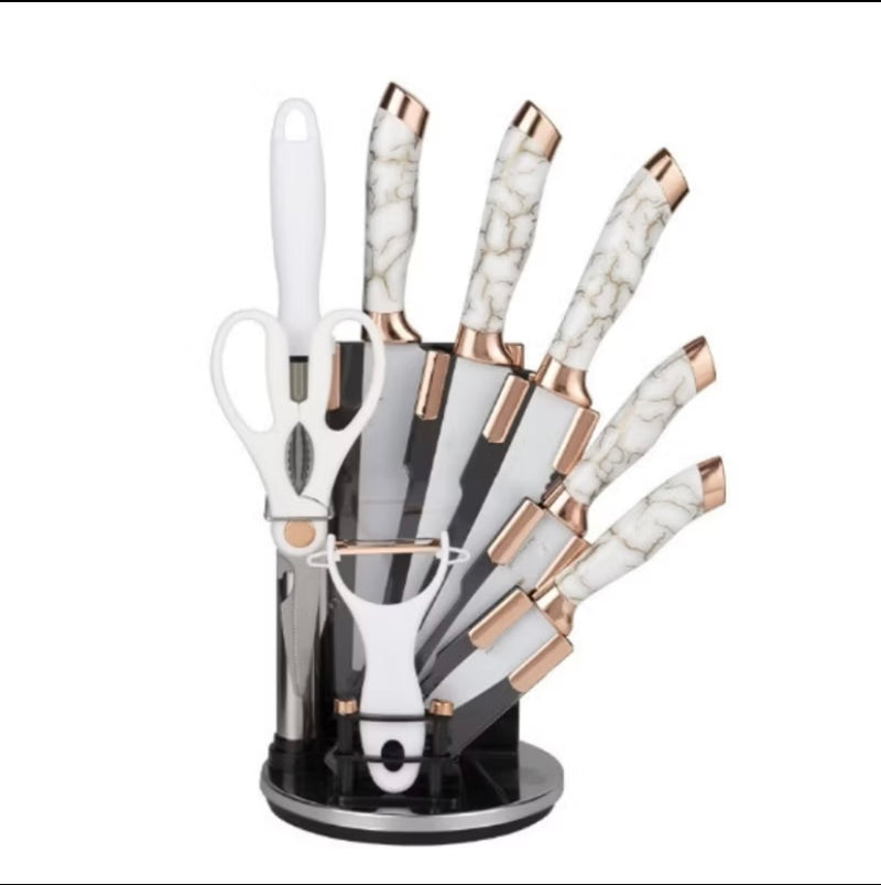 Jogo De Facas Faqueiro 9 Peças Aço inox com Suporte acrílico