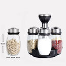 Porta Tempero Giratório Inox com 7 Potes de Vidro