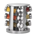 Porta Tempero Inox com 12 Potes de Vidro