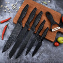 Conjunto de Facas C&E com Revestimento Marmorizado – 6 Peças Aço Carbono + Descascador