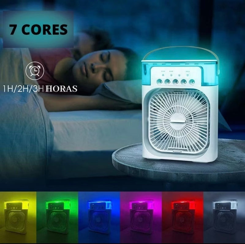 Refrigerador De Ar Portátil 3 Em 1 Ventilador + Umidificador + LED USB Tipo C
